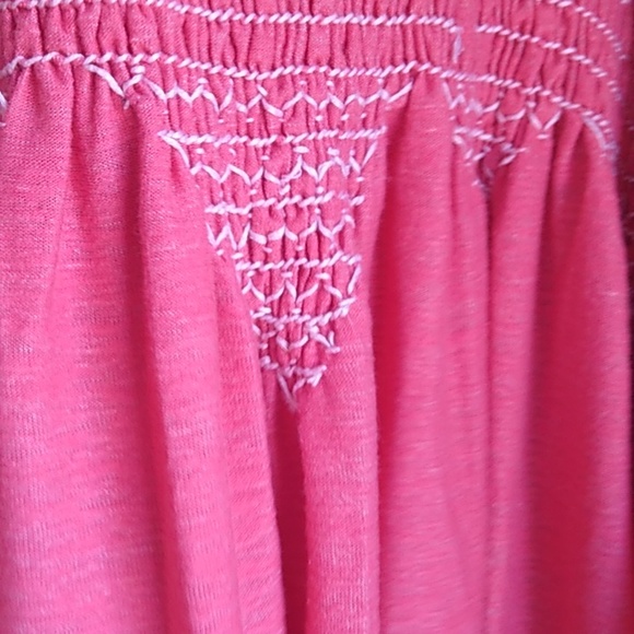 Free People Oversized Flowy Gossy Boho Tunic Pink Distressed cotton Top Size L, - Picture 6 of 10